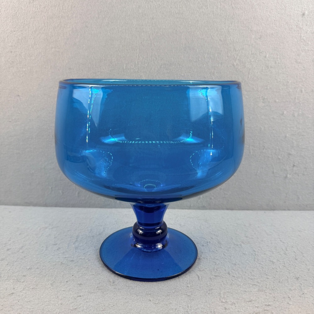 Blenko 629 Vase Compote Turquoise 8"